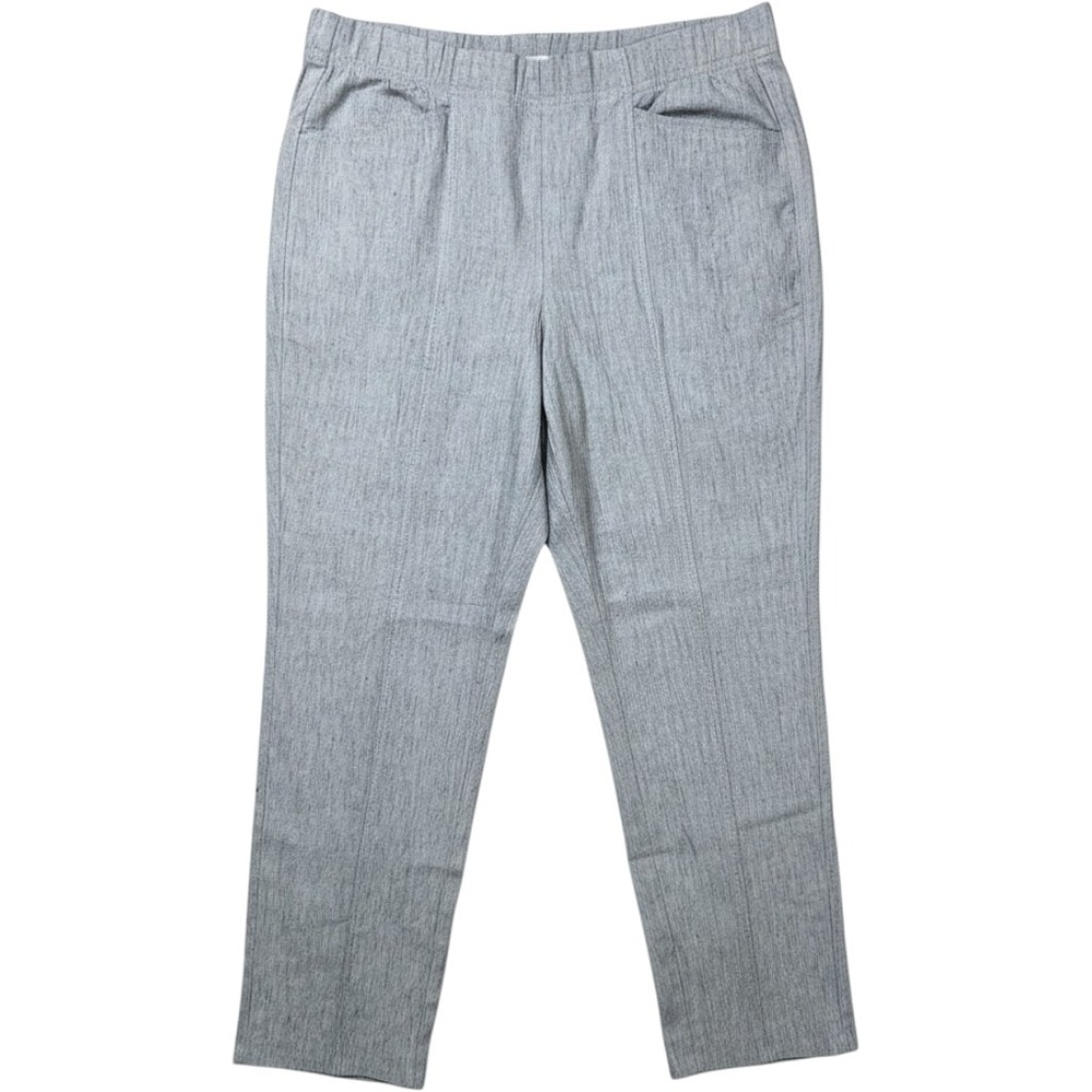 J.Jill Womens Light Heather Gray Linen Stretch Pull On Straight Leg Pants Small